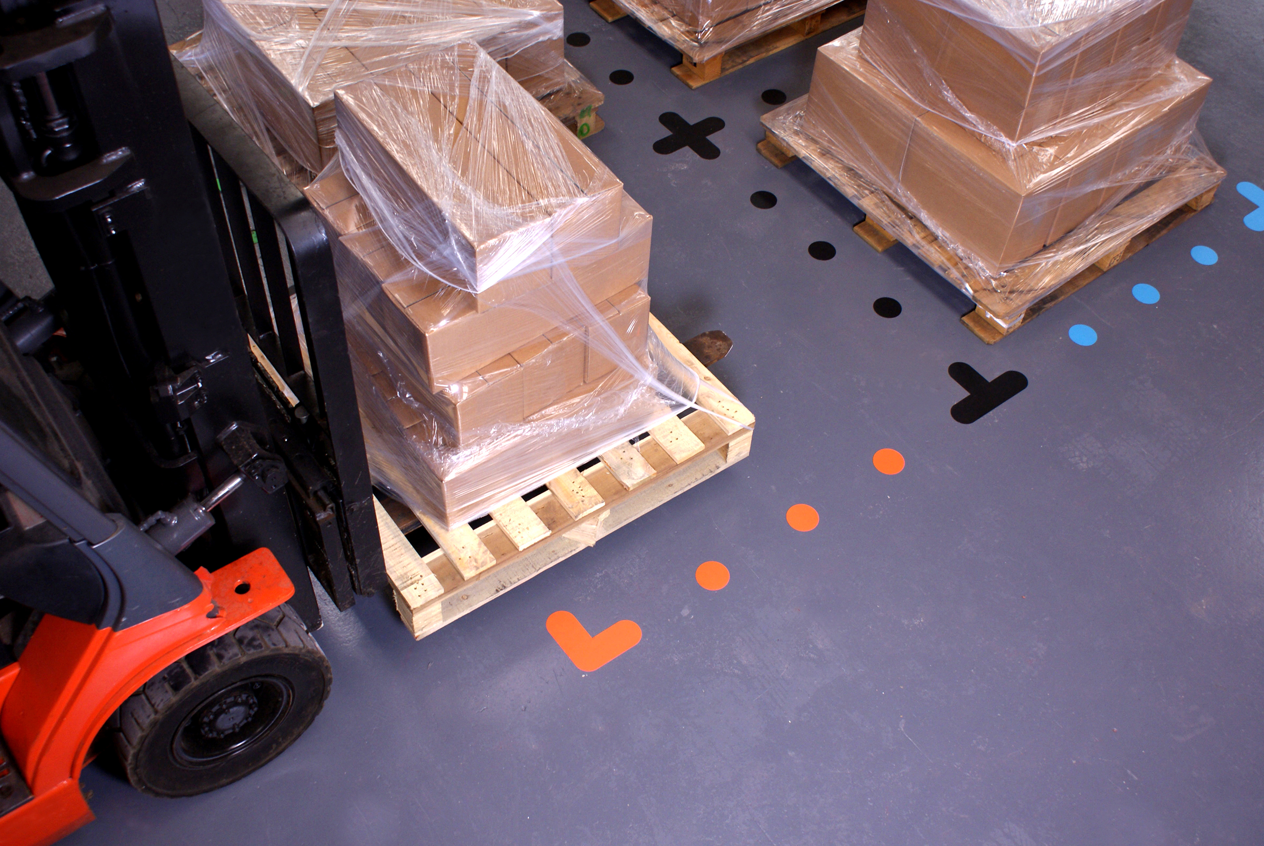 Pallet Bay Markings Die Cut PermaRoute Tape to Organise Warehouse Pallet Bay Markings Die Cut PermaRoute Tape to Organise Warehouse